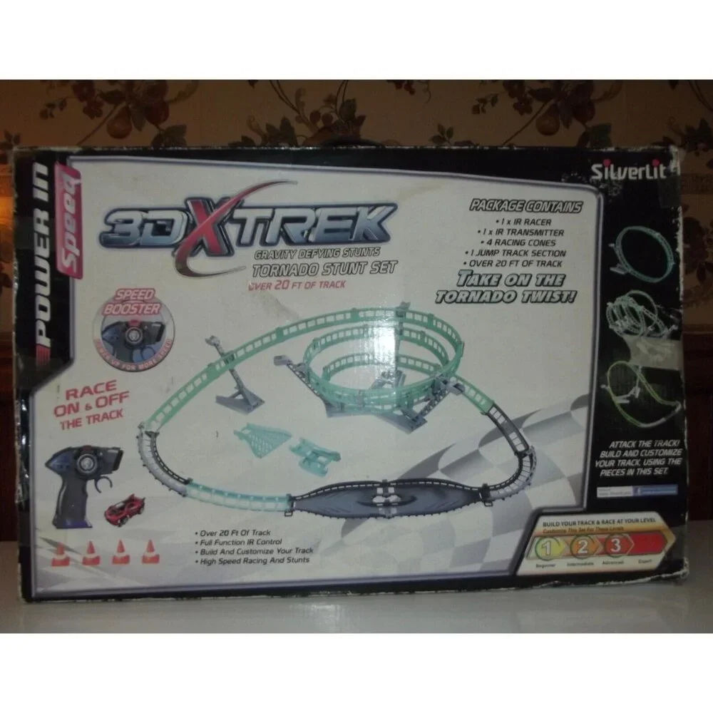 Silver-Lit 3DXTREK Tornado Stunt Set RC Car, Track, MISSING 2 PARTS